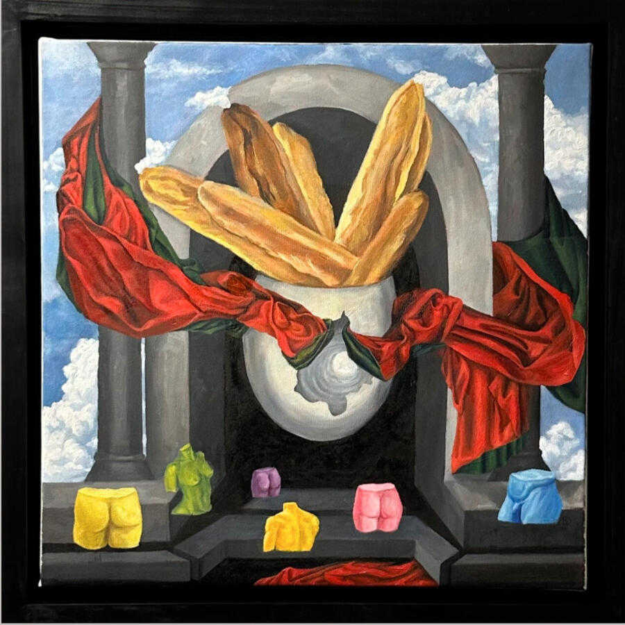 Vũ Duy Hoàng, Điệu nhảy tiểu thiên thần, 2024, sơn dầu, 60 x 60 x 3,5 cm.