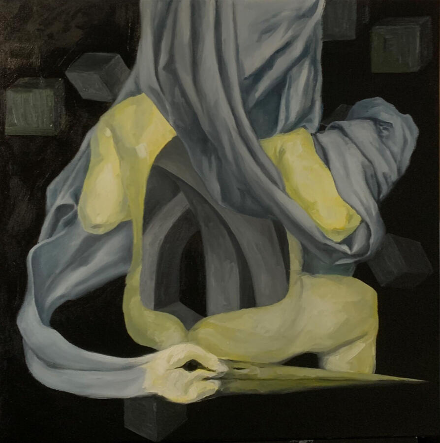 « Mê cung », 2023, sơn dầu, 40 x 40 cm.