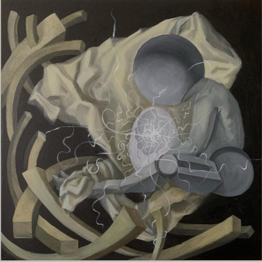 "Sự giải thoát", 2022, sơn dầu, 40 x 40 cm.