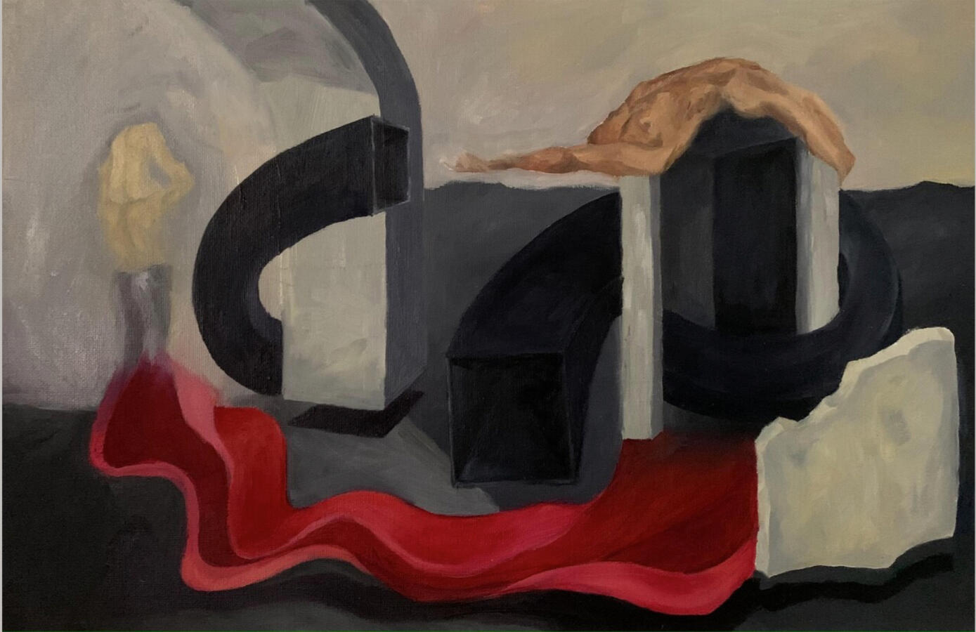 Vô đề, 2021, sơn dầu trên bìa bồi vải, 30 x 40 cm.