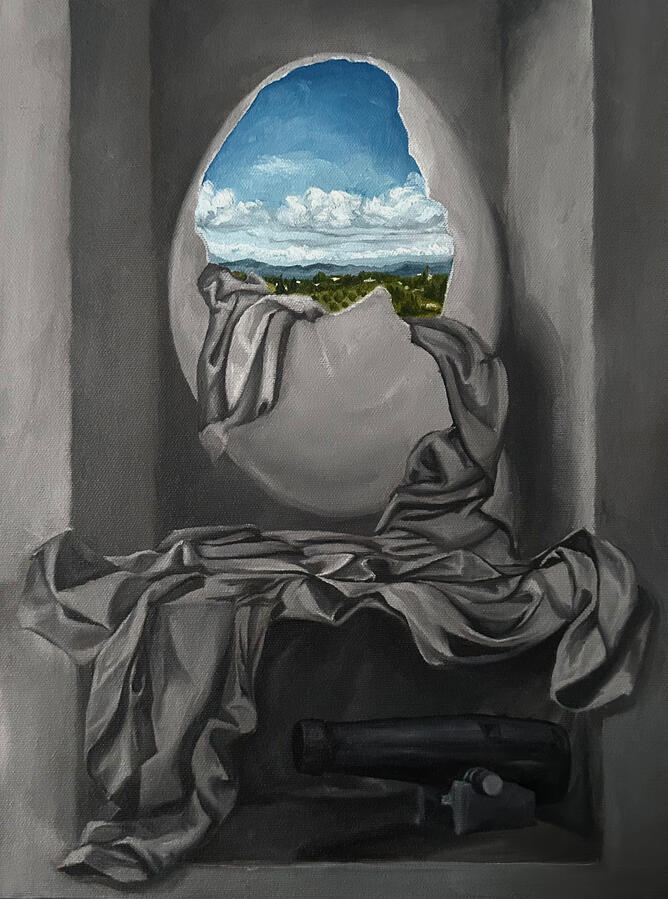 La prière, peinture à l’huile sur carton entoilé, 2025-2026, 30x40cm.