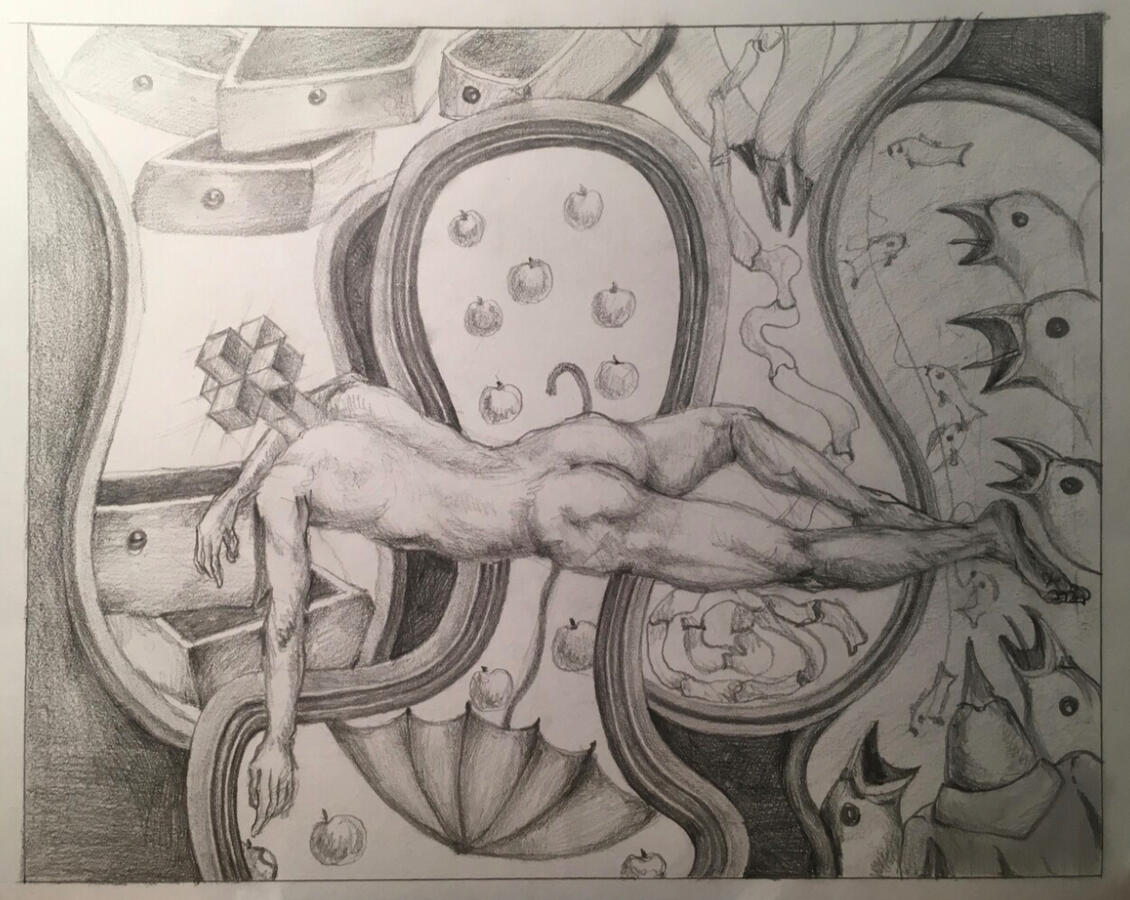 Dessin préparatoire du "A la recherche du surréalisme"