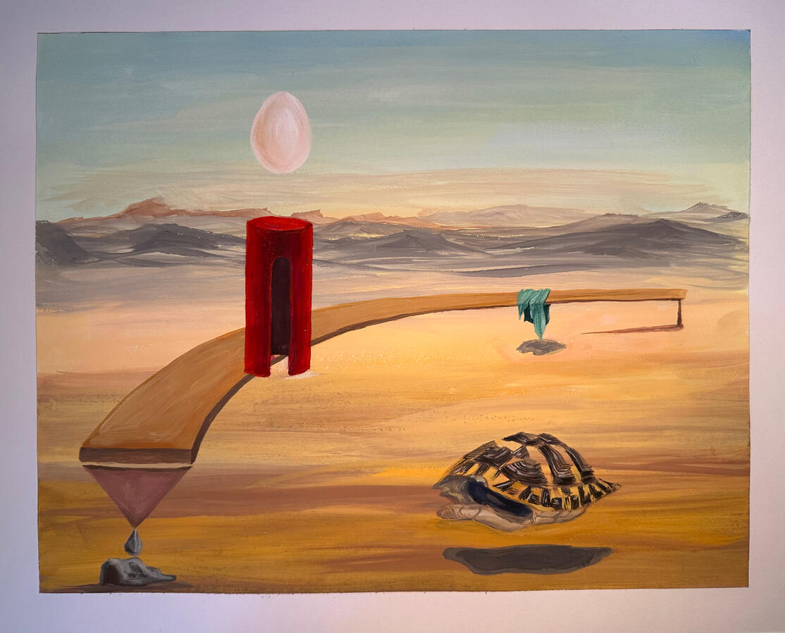 Rùa trong mờ, 2026, gouache, 36 x 29,5 cm.